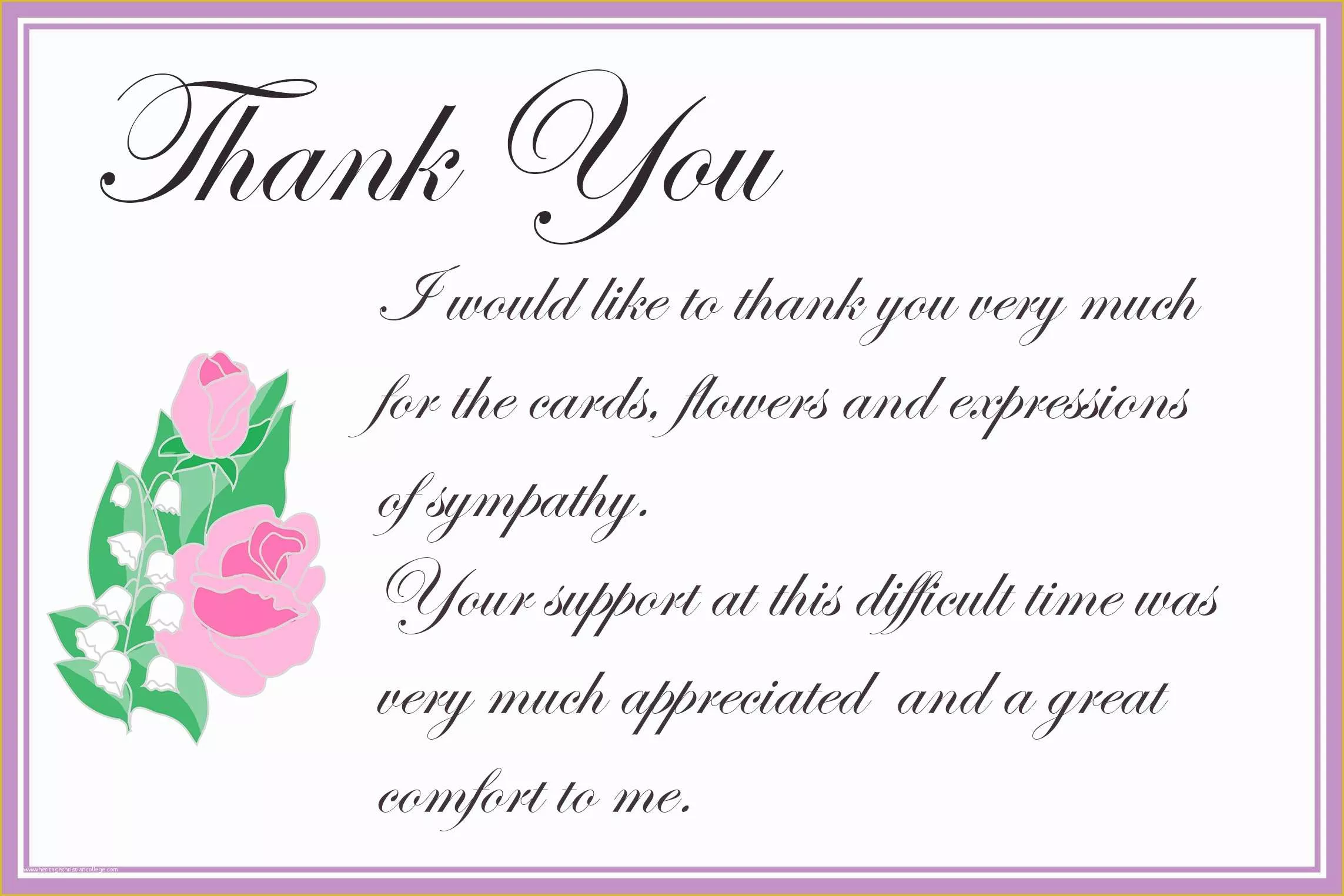 Free Sympathy Thank You Card Templates Of Printable Thank You Cards – Free Printable Greeting Cards