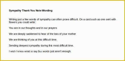 Free Sympathy Thank You Card Templates Of Sympathy Thank You Note Template 8 Free Word Excel