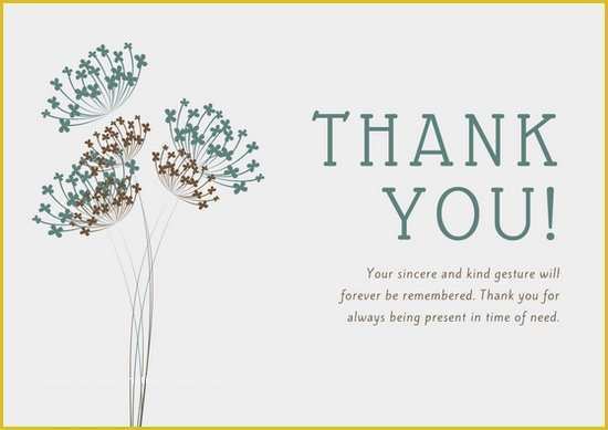 Free Sympathy Thank You Card Templates Of Teal and Brown Dandelion Illustration Sympathy Thank You