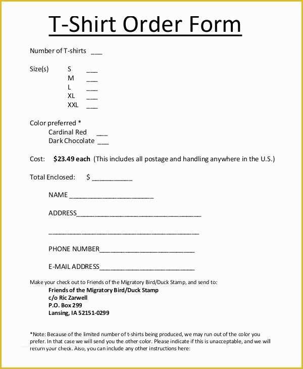 Free T Shirt order form Template Of 11 Sample T Shirt order forms