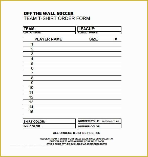 Free T Shirt order form Template Of 26 T Shirt order form Templates Pdf Doc