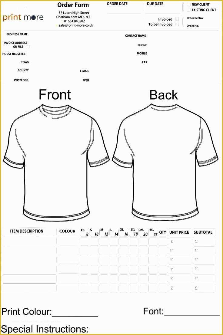 Free T Shirt order form Template Of 48 Best Sample order Templates Images On Pinterest