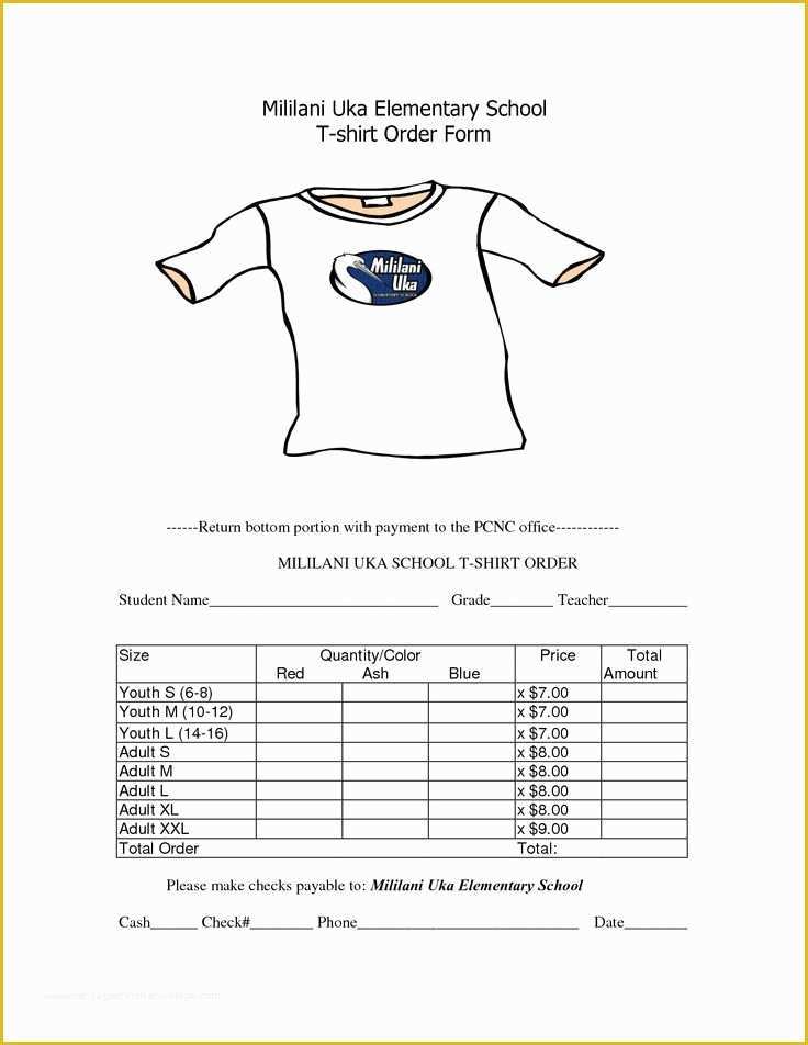 Free T Shirt order form Template Of School T Shirt order form Template Clothes