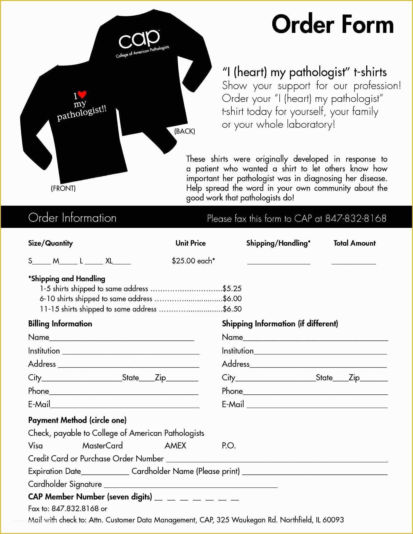 Free T Shirt order form Template Of T Shirt order form Template Microsoft Word