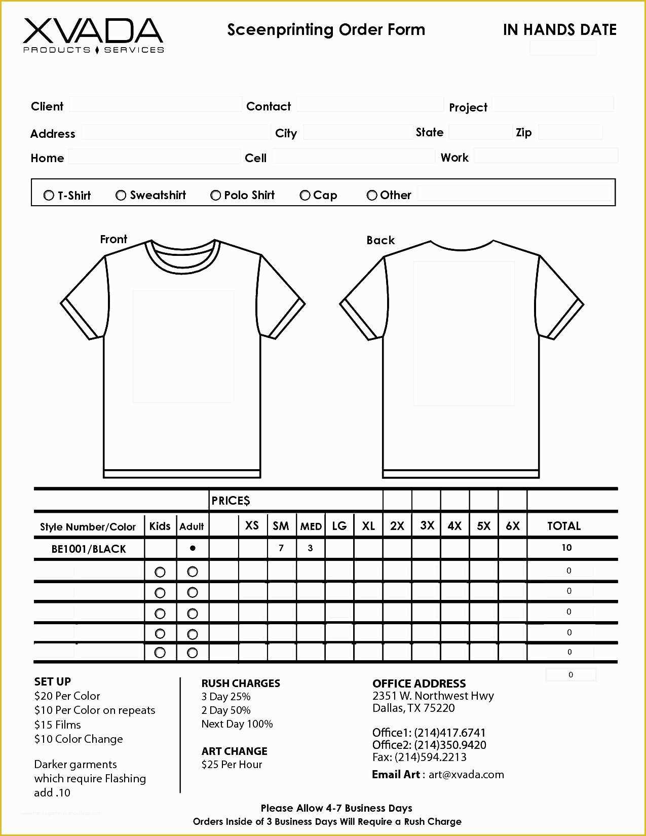 Free T Shirt order form Template Of T Shirt order form Template