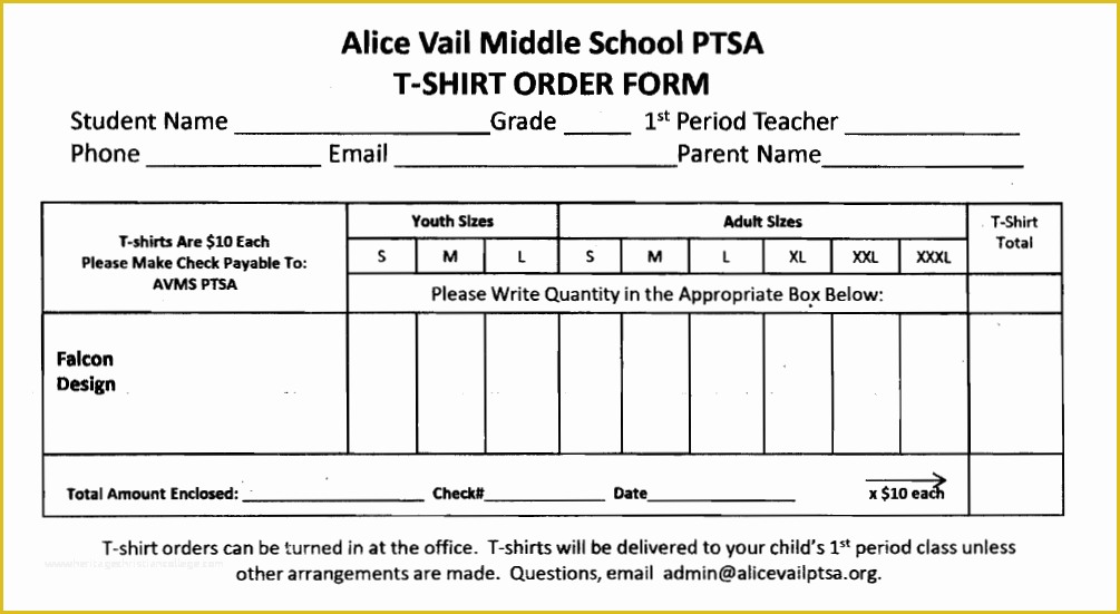 Free T Shirt order form Template Of T Shirts – Alice Vail Middle School Ptsa