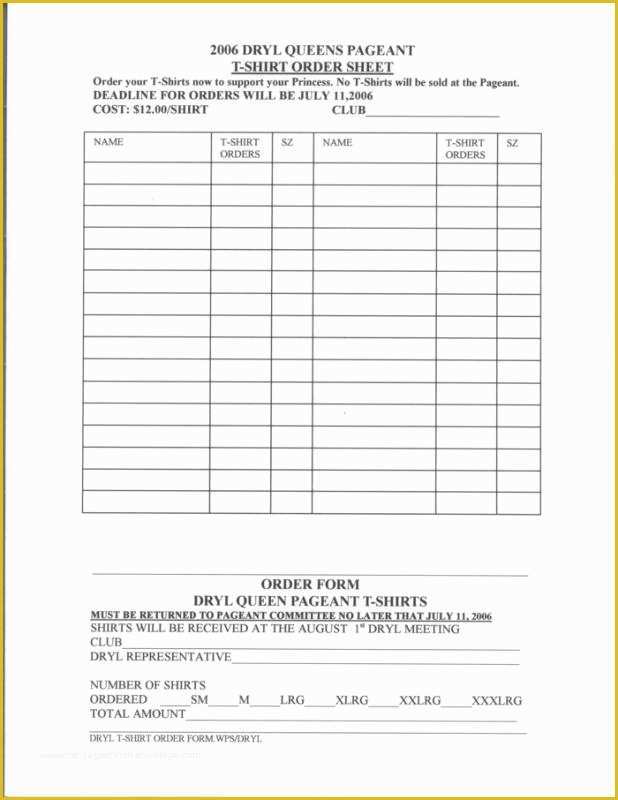 Free T Shirt order form Template Of Tshirt order form