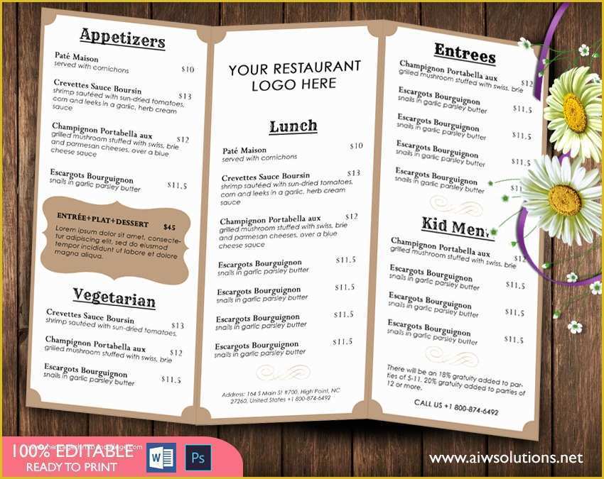Free Take Out Menu Templates for Word Of Design &amp; Templates Tri Fold Take Out Menu Menu Templates