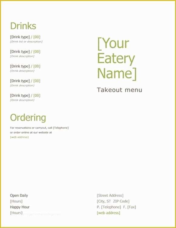 Free Take Out Menu Templates for Word Of Design Your Own Free Menu Template Pos Sector