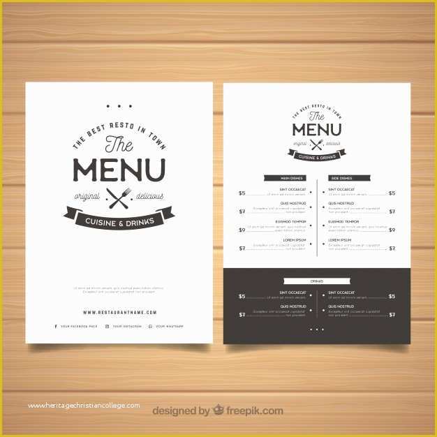 Free Take Out Menu Templates for Word Of Elegant Black and White Menu Template