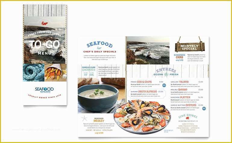 Free Take Out Menu Templates for Word Of Seafood Restaurant Take Out Brochure Template Word
