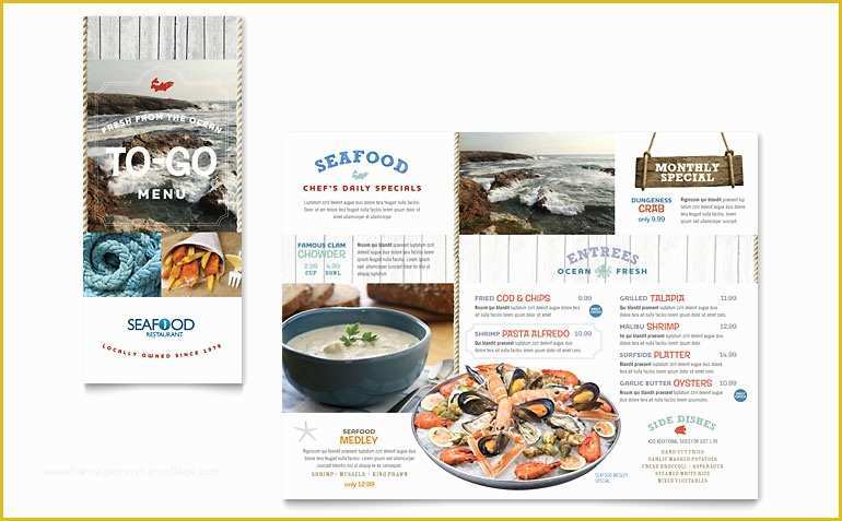  Free Take Out Menu Templates For Word Of Seafood Restaurant Take Out 