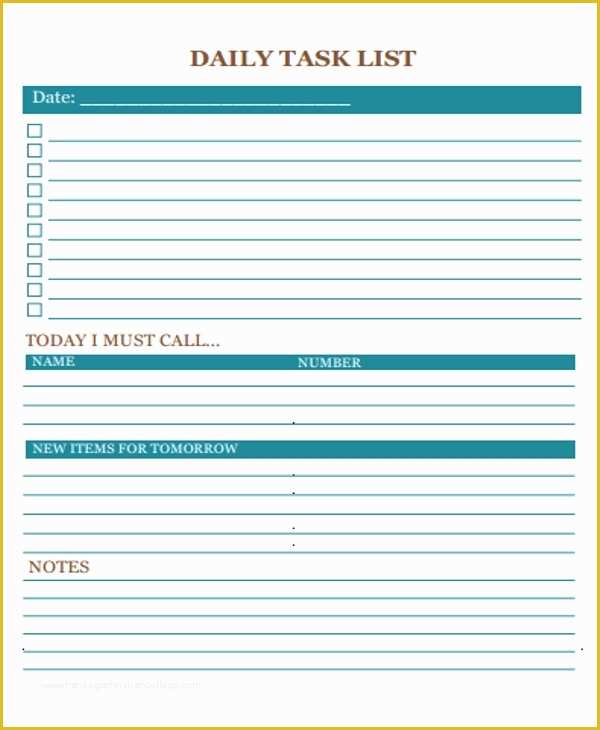 Free Task Template Of 20 Free Task List Templates