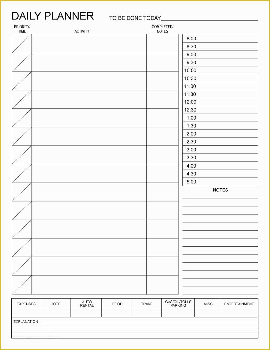 Free Task Template Of 40 Printable Daily Planner Templates Free Template Lab