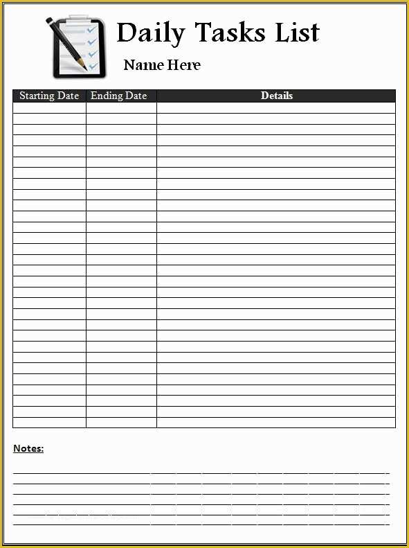 Free Task Template Of 6 Best Of Daily Task Printable Template Printable