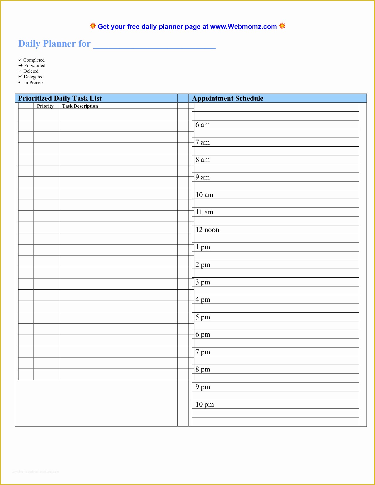 Free Task Template Of 6 Daily Task List Template