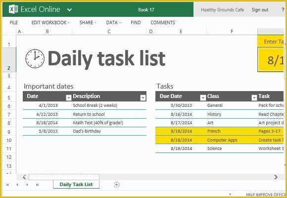 Free Task Template Of Daily Task List Template for Excel