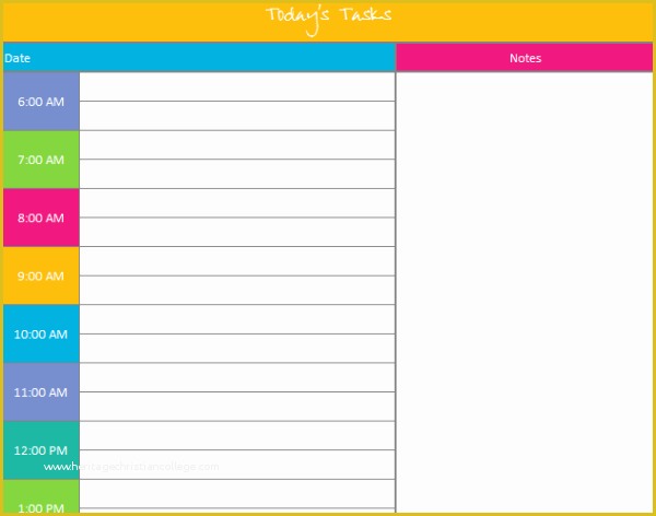 Free Task Template Of Daily Task List Template