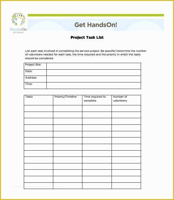 Free Task Template Of Sample Task List Template 8 Free Documents Download In