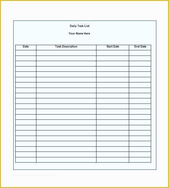Free Task Template Of Task List Template 10 Free Word Excel Pdf format