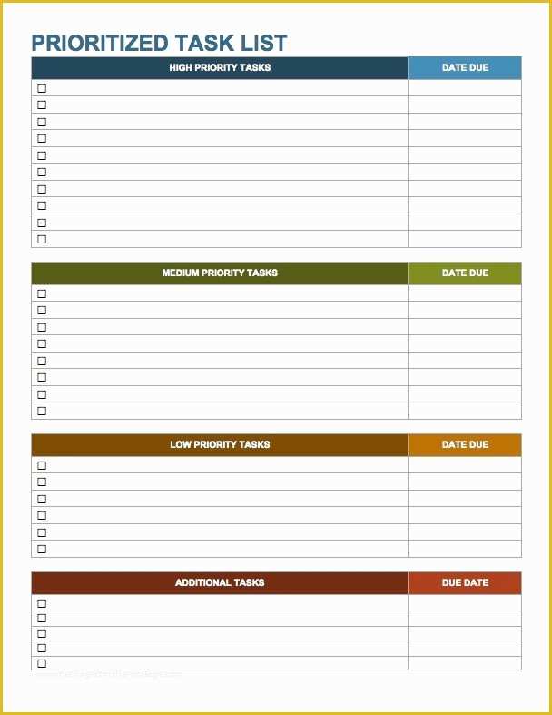 Free Task Template Of Weekly Work to Do List Template
