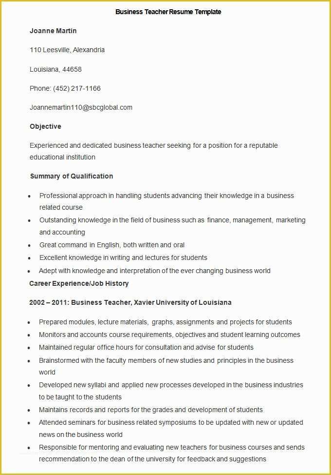 Free Teacher Cv Template Of 50 Teacher Resume Templates Pdf Doc