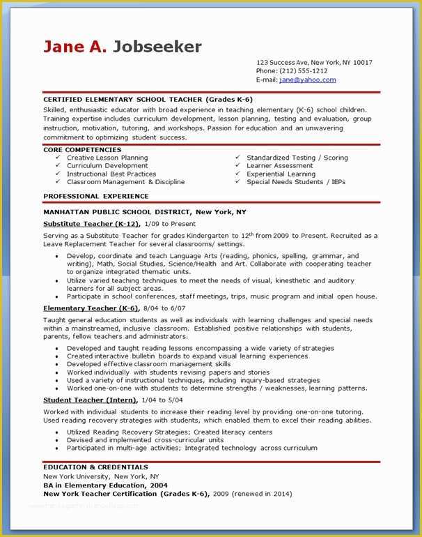 Free Teacher Cv Template Of Free Professional Resume Templates Download