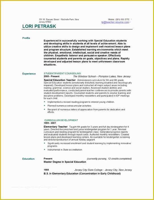 Free Teacher Cv Template Of Teacher Resume Templates