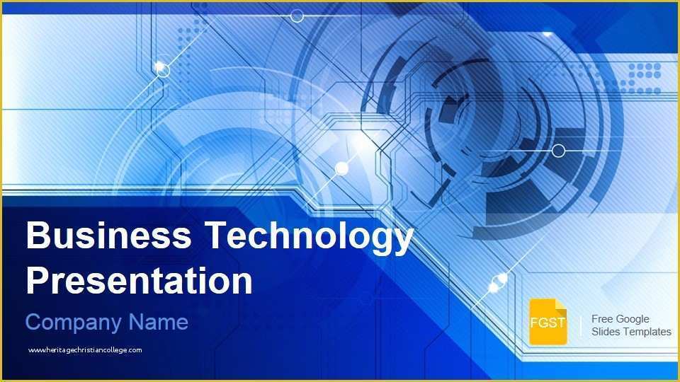 Free Technology Powerpoint Templates Of Blue Technology Business Presentation Free Google Slides