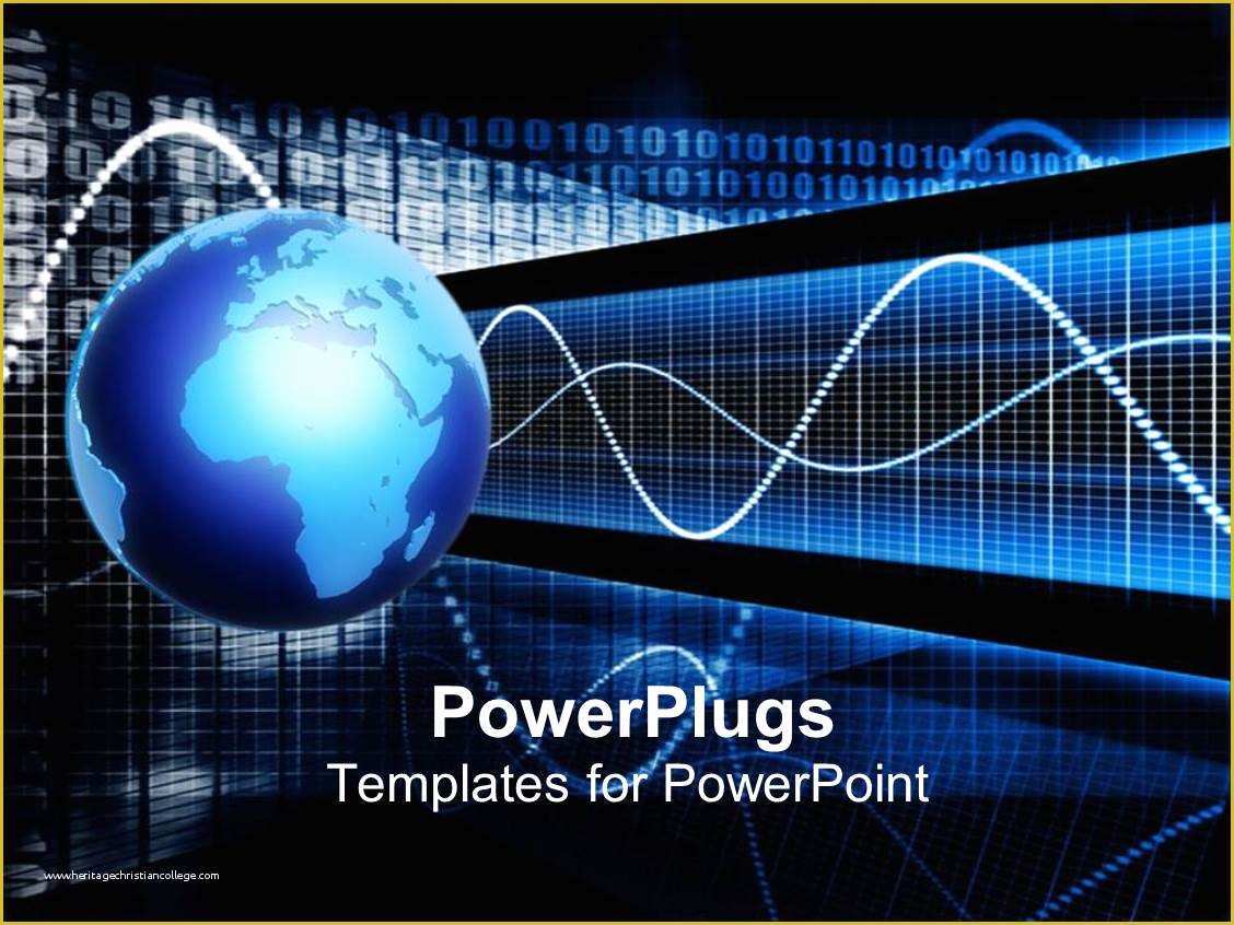Free Technology Powerpoint Templates Of Powerpoint Template Earth Globe with Pulse Signals