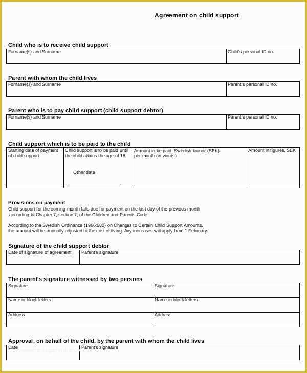 Free Template for Child Support Agreement Of 10 Child Support Agreement Templates Pdf Doc