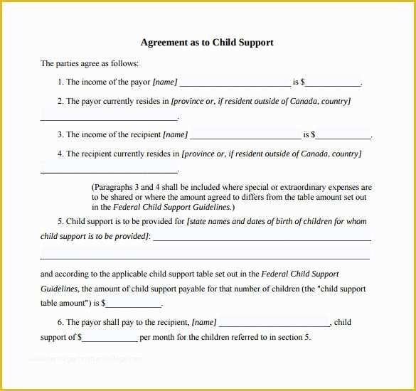 Free Template for Child Support Agreement Of 10 Sample Child Support Agreement Templates Pdf