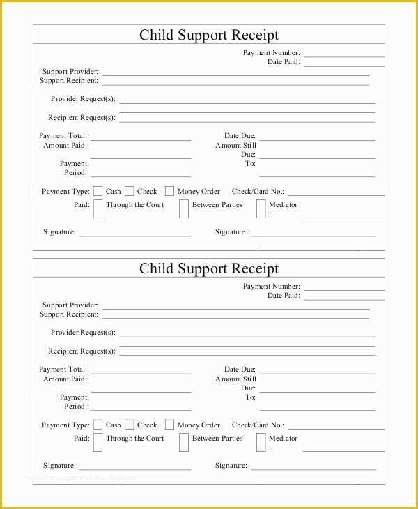 Free Template for Child Support Agreement Of 15 Receipt Templates