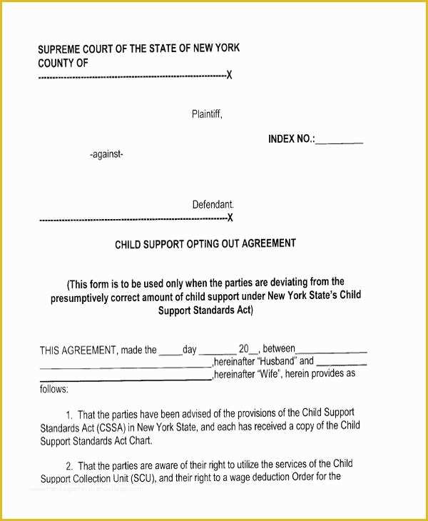 Free Template for Child Support Agreement Of 7 Child Support Agreement form Samples Free Sample