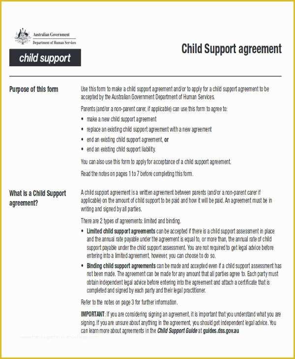 Free Template for Child Support Agreement Of 70 Agreement Examples