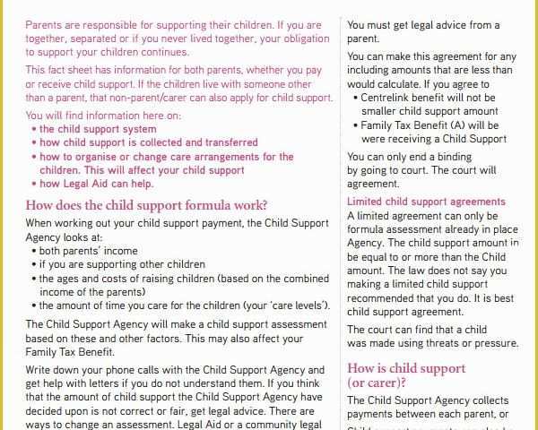 Free Template for Child Support Agreement Of Child Support Agreement 5 Free Pdf Download