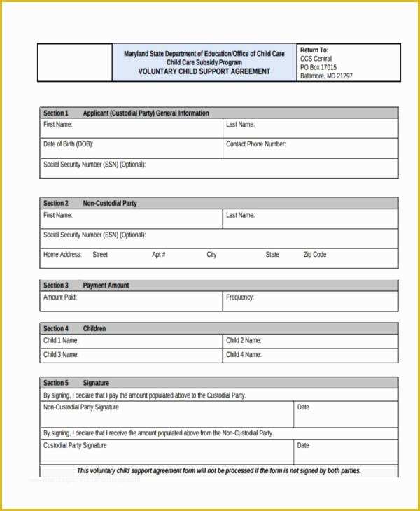 Free Template for Child Support Agreement Of Child Support Agreement Template Novasatfm