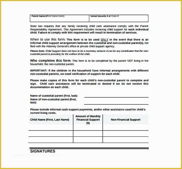 Free Template for Child Support Agreement Of Child Support Agreement Template