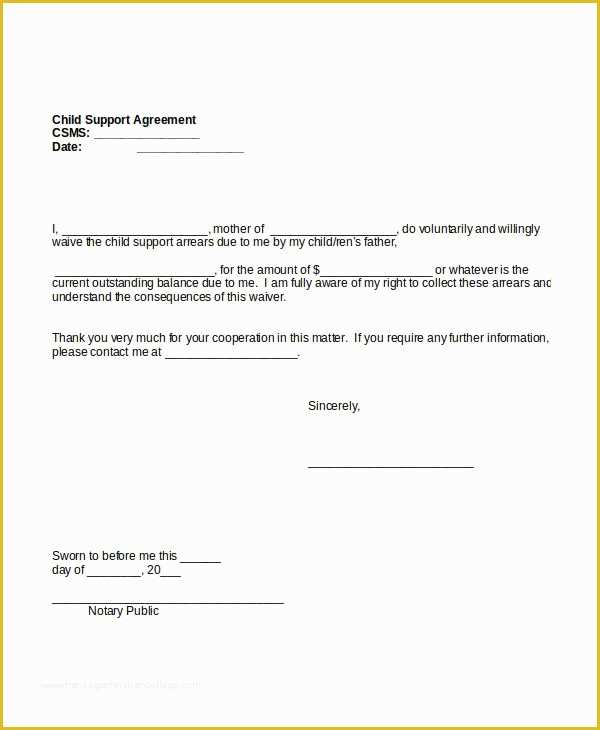 Free Template for Child Support Agreement Of Child Support Agreement Template Template