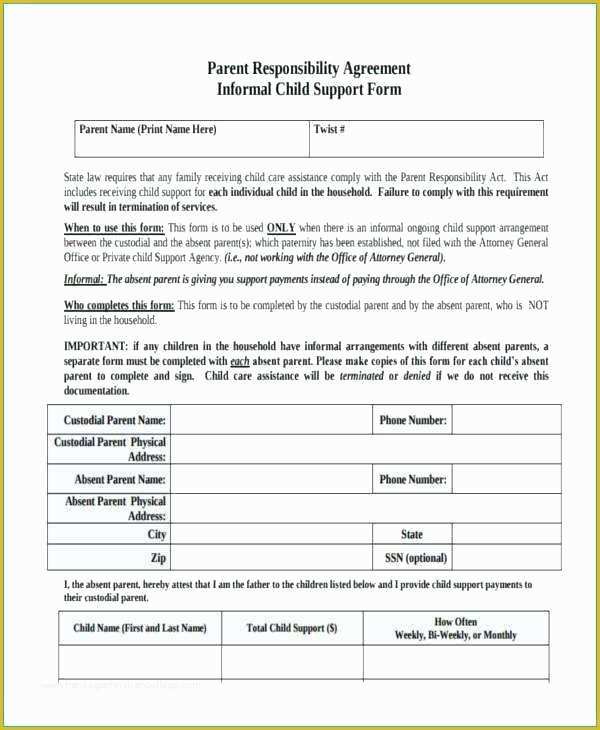 Free Template for Child Support Agreement Of Informal Child Support Agreement Template Powerpoint
