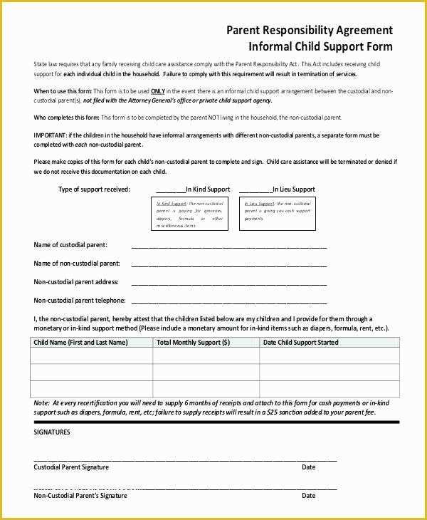 Free Template for Child Support Agreement Of Private Child Support Agreement Template Private Child
