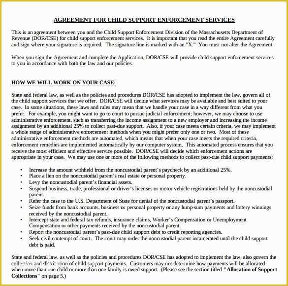 Free Template for Child Support Agreement Of Sample Child Support Agreement 5 Documents In Pdf Word