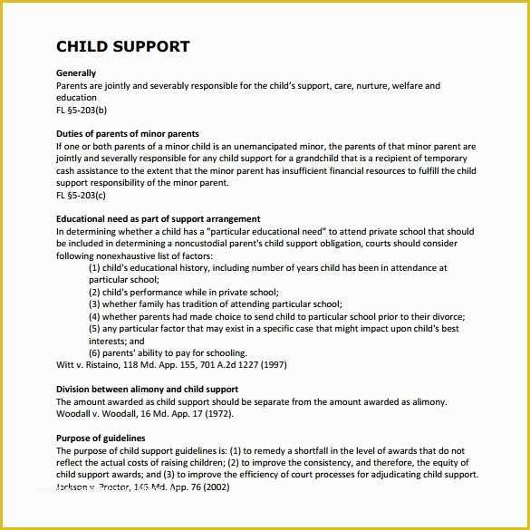 Free Template for Child Support Agreement Of Sample Child Support Agreement 7 Example format