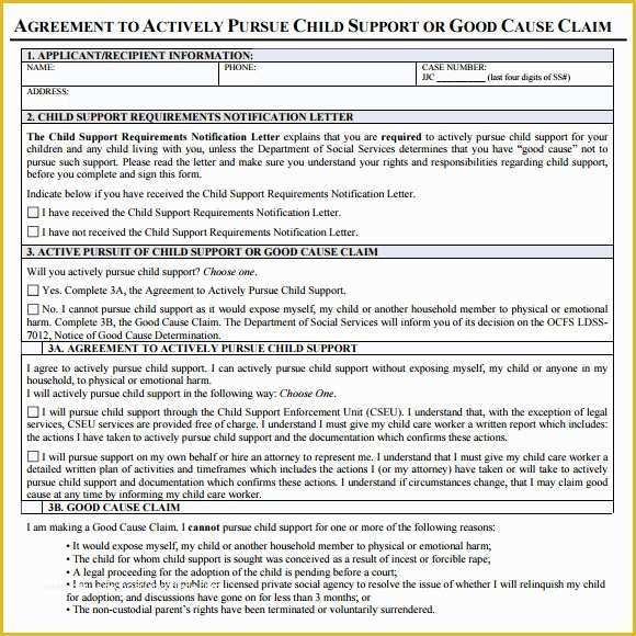 Free Template for Child Support Agreement Of Sample Child Support Agreement 7 Example format