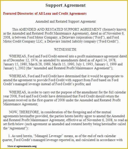 Free Template for Child Support Agreement Of Support Agreement Sample Support Agreement Template