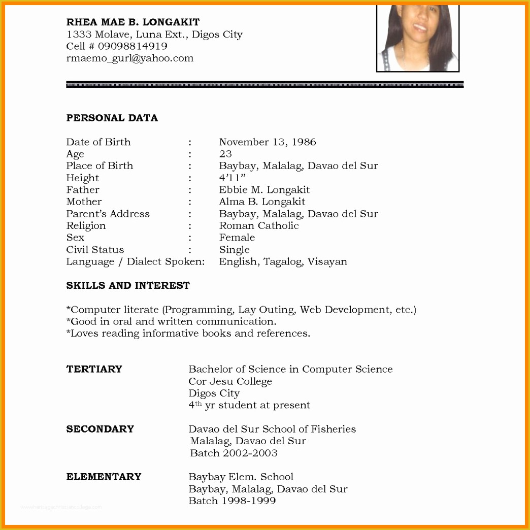 Free Template for Cv In Word Of 5 Cv Sample format Word