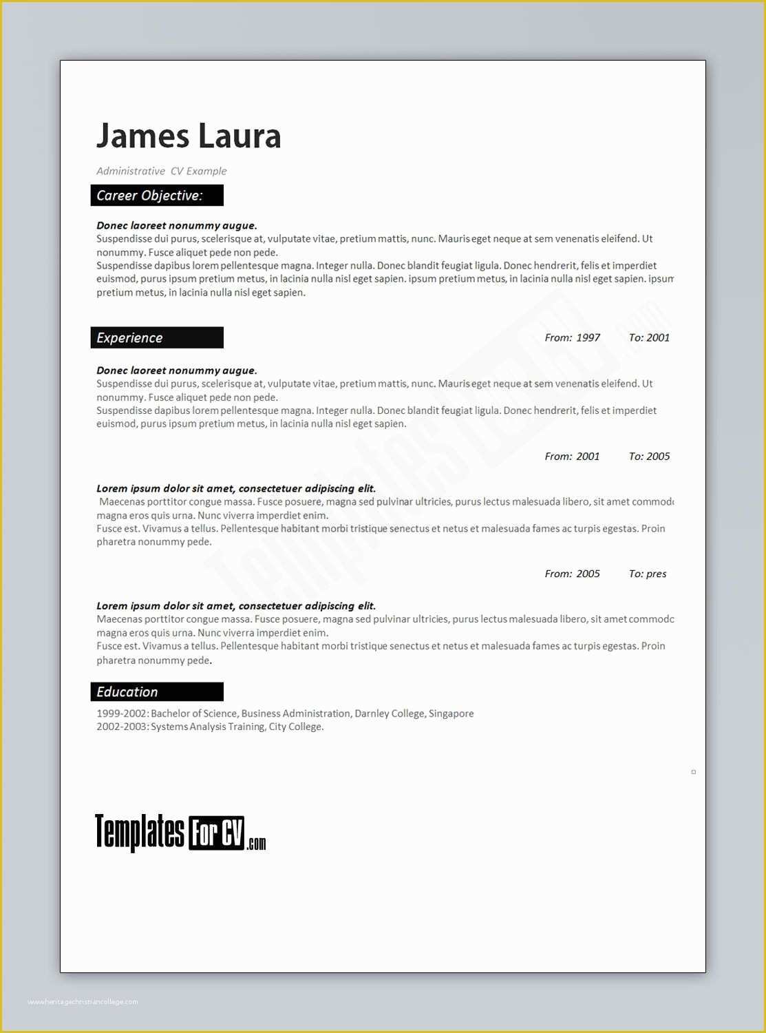 Free Template for Cv In Word Of Administrator Cv Template Cv Template Administrator