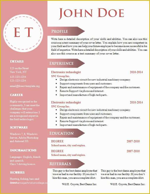 Free Template for Cv In Word Of Free Cv Resume Template 740 – 746 – Free Cv Template Dot org