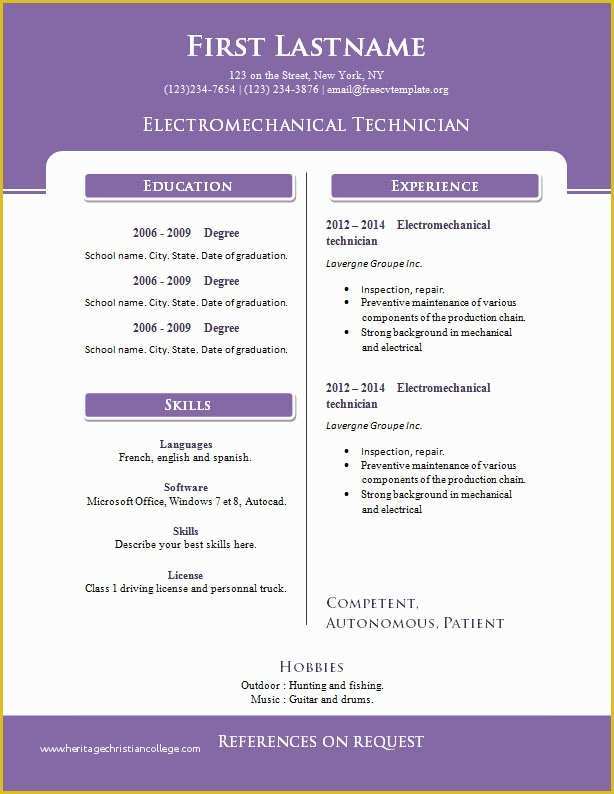 Free Template for Cv In Word Of Free Cv Templates 261 to 267 – Free Cv Template