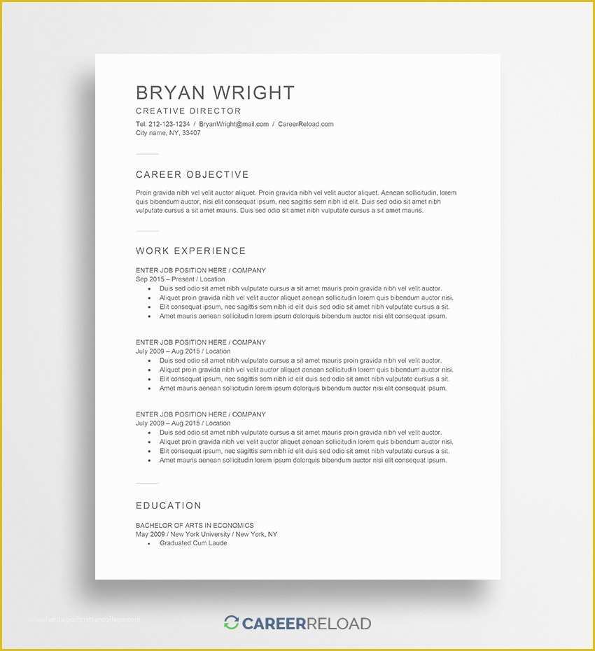 Free Template for Cv In Word Of Free Word Resume Templates Free Microsoft Word Cv Templates